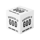 DEDICATED TO GOD COOL  BLACK TEKST KUBUS (Voorkant hoekig)