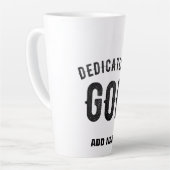 DEDICATED TO GOD COOL  BLACK TEKST LATTE MOK (Linkerhoek)
