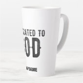 DEDICATED TO GOD  COOL BLACK TEKST LATTE MOK (Rechterhoek)