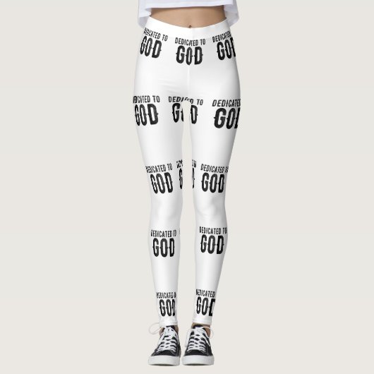 DEDICATED TO GOD  COOL BLACK TEKST LEGGINGS (Voorkant)