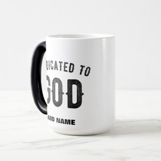 DEDICATED TO GOD COOL BLACK TEKST MAGISCHE MOK (Voorkant links)