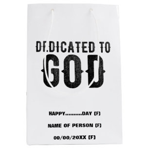DEDICATED TO GOD  COOL BLACK TEKST MEDIUM CADEAUZAKJE