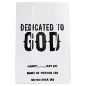 DEDICATED TO GOD COOL BLACK TEKST MEDIUM CADEAUZAKJE (Achterkant)