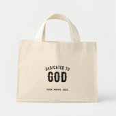 DEDICATED TO GOD COOL  BLACK TEKST MINI TOTE BAG (Voorkant)