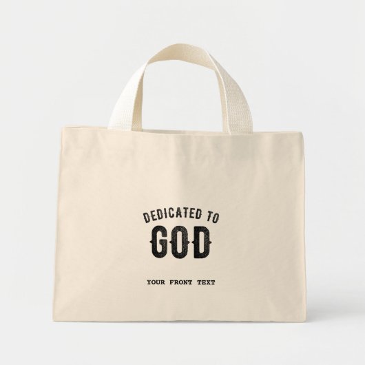 DEDICATED TO GOD COOL  BLACK TEKST MINI TOTE BAG (Voorkant)