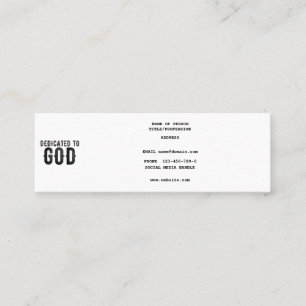 DEDICATED TO GOD COOL BLACK TEKST MINI VISITEKAARTJE