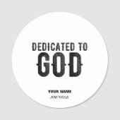 DEDICATED TO GOD COOL BLACK TEKST NAAMPLAATJE (Voorkant)
