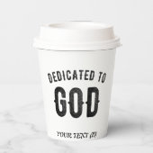 DEDICATED TO GOD COOL BLACK TEKST PAPIEREN BEKERS (Achterkant)