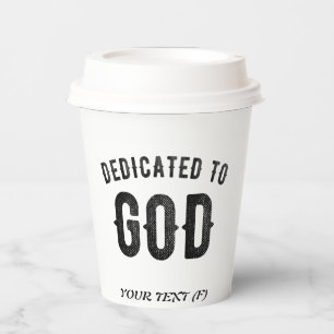 DEDICATED TO GOD COOL BLACK TEKST PAPIEREN BEKERS