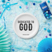 DEDICATED TO GOD  COOL BLACK TEKST PAPIEREN BORDJE (Feest)
