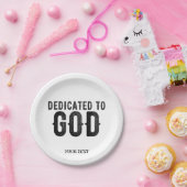 DEDICATED TO GOD  COOL BLACK TEKST PAPIEREN BORDJE (Feest)