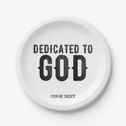 DEDICATED TO GOD  COOL BLACK TEKST PAPIEREN BORDJE (Voorkant)