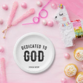 DEDICATED TO GOD COOL BLACK TEKST PAPIEREN BORDJE (Feest)