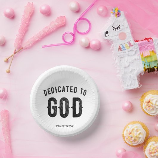 DEDICATED TO GOD COOL BLACK TEKST PAPIEREN KOMMEN (Feest)