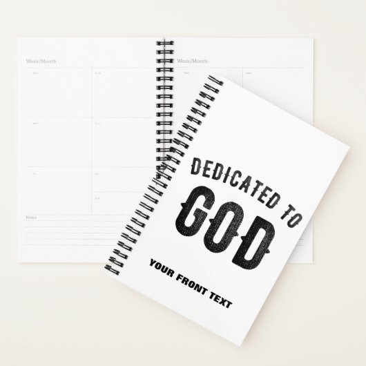 DEDICATED TO GOD COOL BLACK TEKST PLANNER (Display)