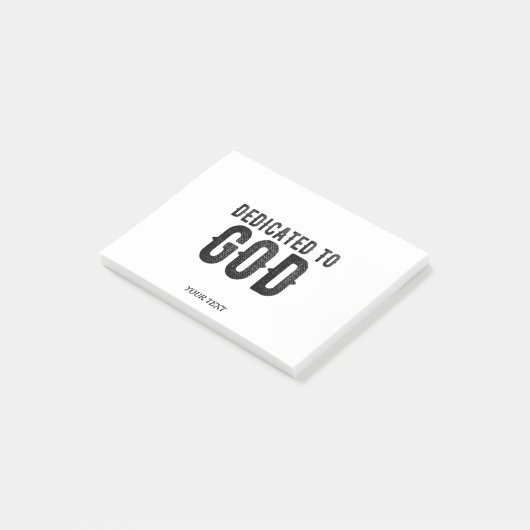 DEDICATED TO GOD  COOL BLACK TEKST POST-IT® NOTES (Schuin)