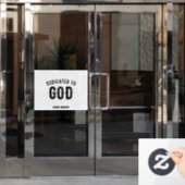 DEDICATED TO GOD COOL  BLACK TEKST RAAMSTICKER (Kantoordeur)