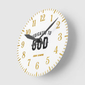 DEDICATED TO GOD COOL  BLACK TEKST RONDE KLOK (Hoek)