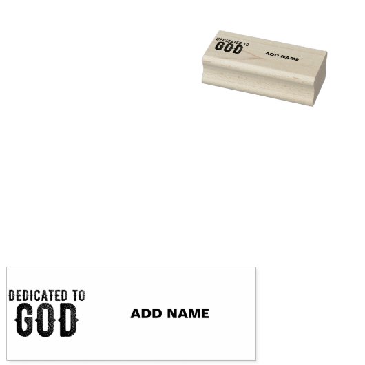DEDICATED TO GOD  COOL BLACK TEKST RUBBERSTEMPEL (Gestempeld)