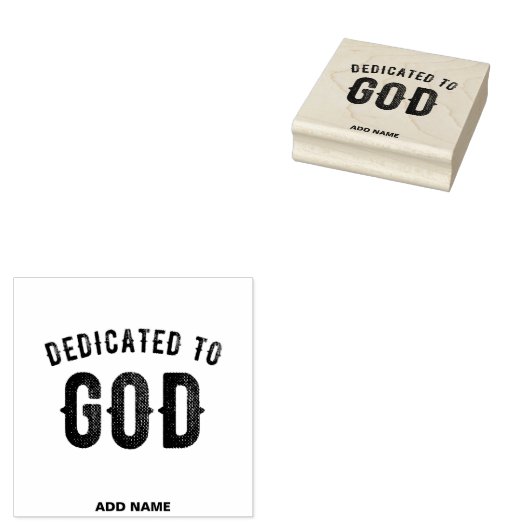 DEDICATED TO GOD COOL  BLACK TEKST RUBBERSTEMPEL (Gestempeld)