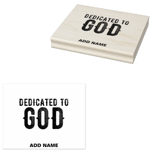 DEDICATED TO GOD  COOL BLACK TEKST RUBBERSTEMPEL (Gestempeld)