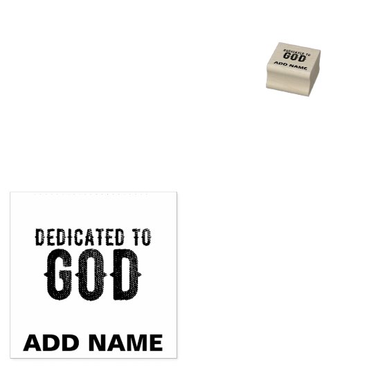 DEDICATED TO GOD  COOL BLACK TEKST RUBBERSTEMPEL (Gestempeld)