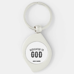 DEDICATED TO GOD COOL  BLACK TEKST SLEUTELHANGER