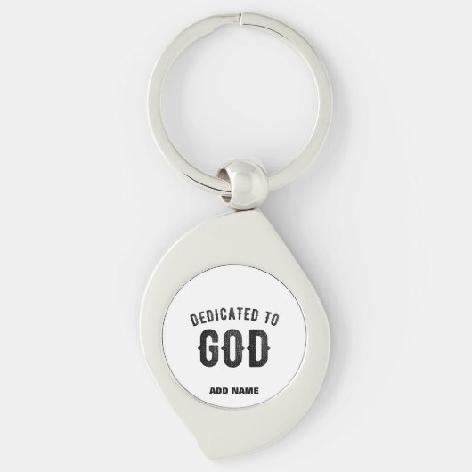 DEDICATED TO GOD COOL BLACK TEKST SLEUTELHANGER (Voorkant)