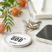 DEDICATED TO GOD COOL BLACK TEKST SLEUTELHANGER (Zijkant)