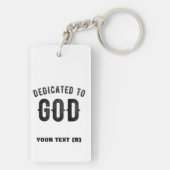 DEDICATED TO GOD COOL  BLACK TEKST SLEUTELHANGER (achterkant)