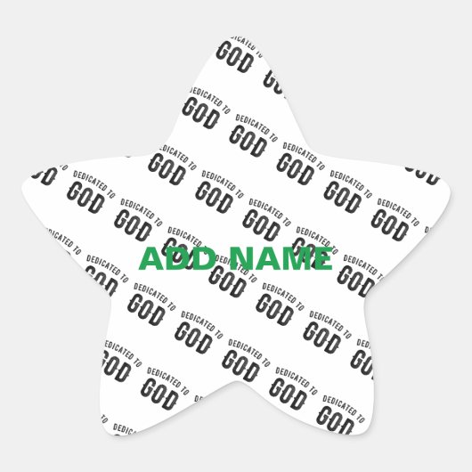 DEDICATED TO GOD COOL BLACK TEKST STER STICKER (Voorkant)