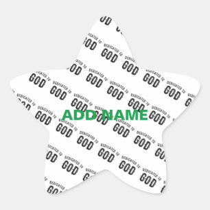 DEDICATED TO GOD COOL  BLACK TEKST STER STICKER