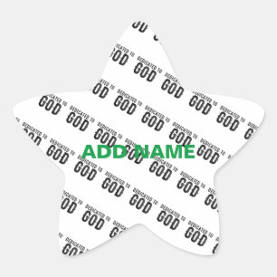 DEDICATED TO GOD COOL BLACK TEKST STER STICKER