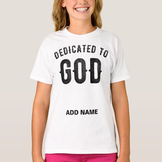 DEDICATED TO GOD COOL BLACK TEKST T-SHIRT (Voorkant)