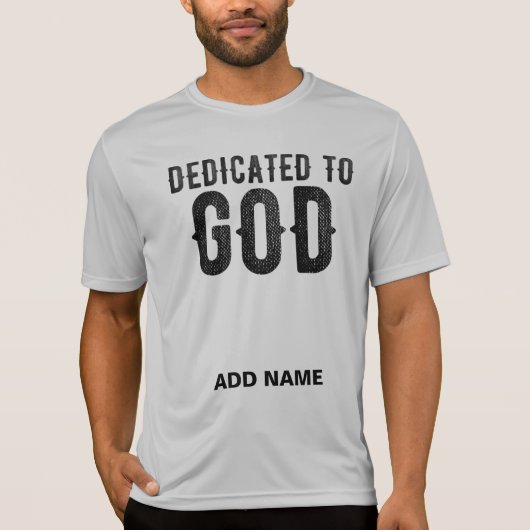 DEDICATED TO GOD  COOL BLACK TEKST T-SHIRT (Voorkant)