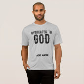 DEDICATED TO GOD  COOL BLACK TEKST T-SHIRT (Voorkant volledig)