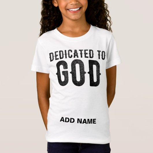 DEDICATED TO GOD  COOL BLACK TEKST T-SHIRT (Voorkant)