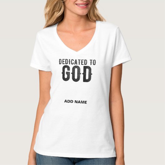DEDICATED TO GOD COOL BLACK TEKST T-SHIRT (Voorkant)