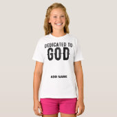 DEDICATED TO GOD  COOL BLACK TEKST T-SHIRT (Voorkant volledig)