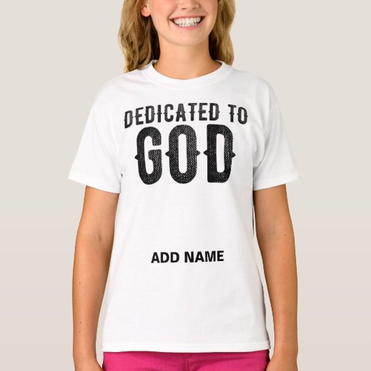 DEDICATED TO GOD  COOL BLACK TEKST T-SHIRT (Voorkant)
