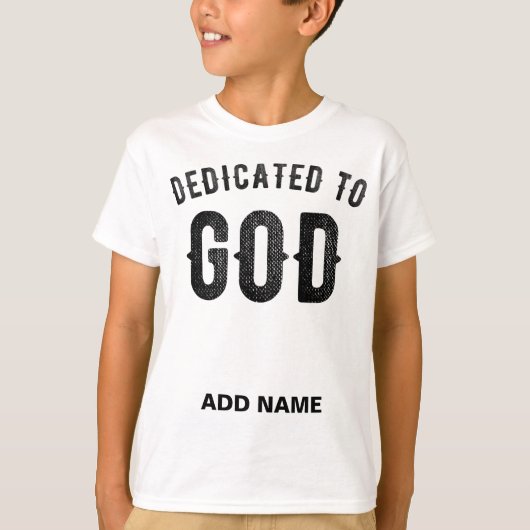 DEDICATED TO GOD COOL BLACK TEKST T-SHIRT (Voorkant)