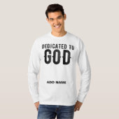 DEDICATED TO GOD  COOL BLACK TEKST T-SHIRT (Voorkant volledig)
