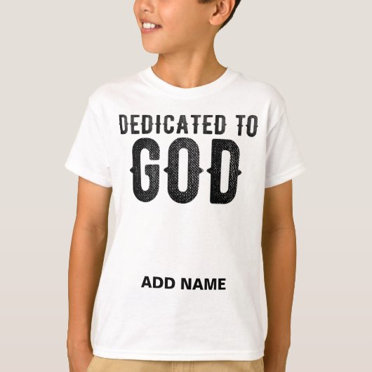DEDICATED TO GOD  COOL BLACK TEKST T-SHIRT (Voorkant)