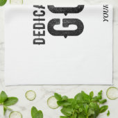 DEDICATED TO GOD  COOL BLACK TEKST THEEDOEK (Gevouwen)