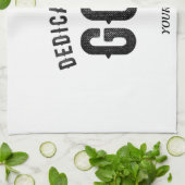 DEDICATED TO GOD COOL  BLACK TEKST THEEDOEK (Gevouwen)