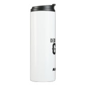 DEDICATED TO GOD COOL BLACK TEKST THERMOSBEKER (Gedraaid links)