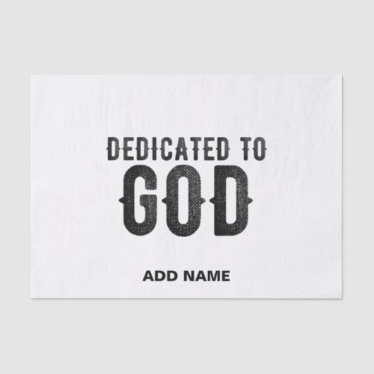 DEDICATED TO GOD COOL BLACK TEKST TISSUEPAPIER (Voorkant)