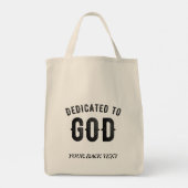 DEDICATED TO GOD COOL  BLACK TEKST TOTE BAG (Achterkant)
