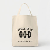 DEDICATED TO GOD COOL  BLACK TEKST TOTE BAG (Voorkant)