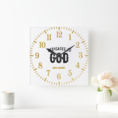 DEDICATED TO GOD COOL  BLACK TEKST VIERKANTE KLOK (Huis)